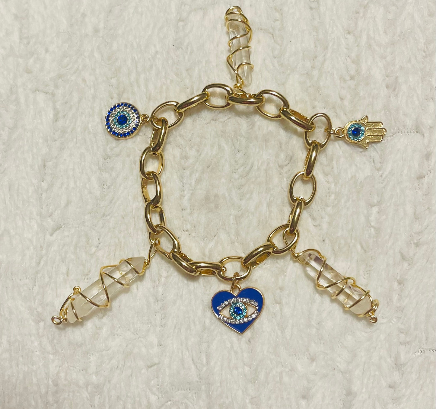 Evil Eye and Quartz Charm Bracelet