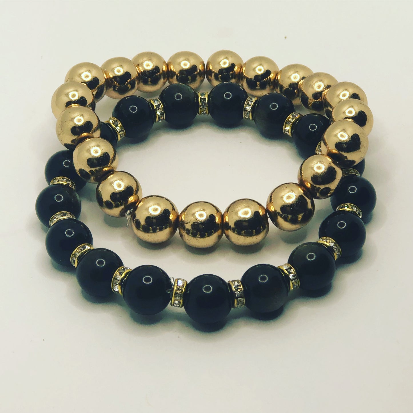 Obsidian and Gold Hematite set