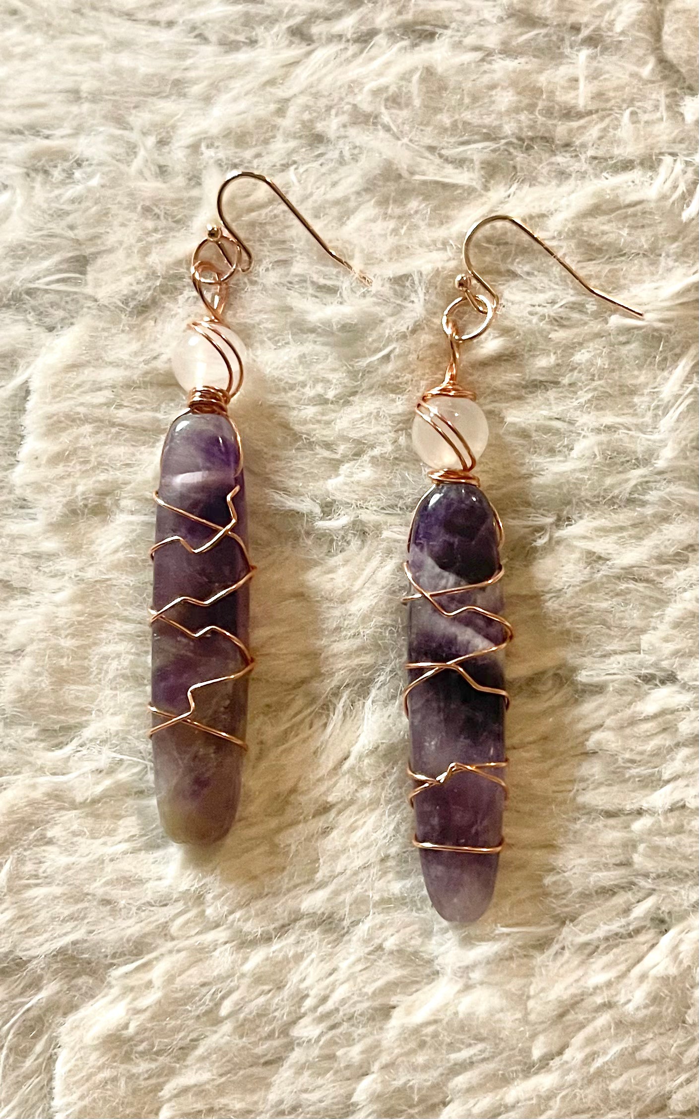 Amethyst & selenite earrings