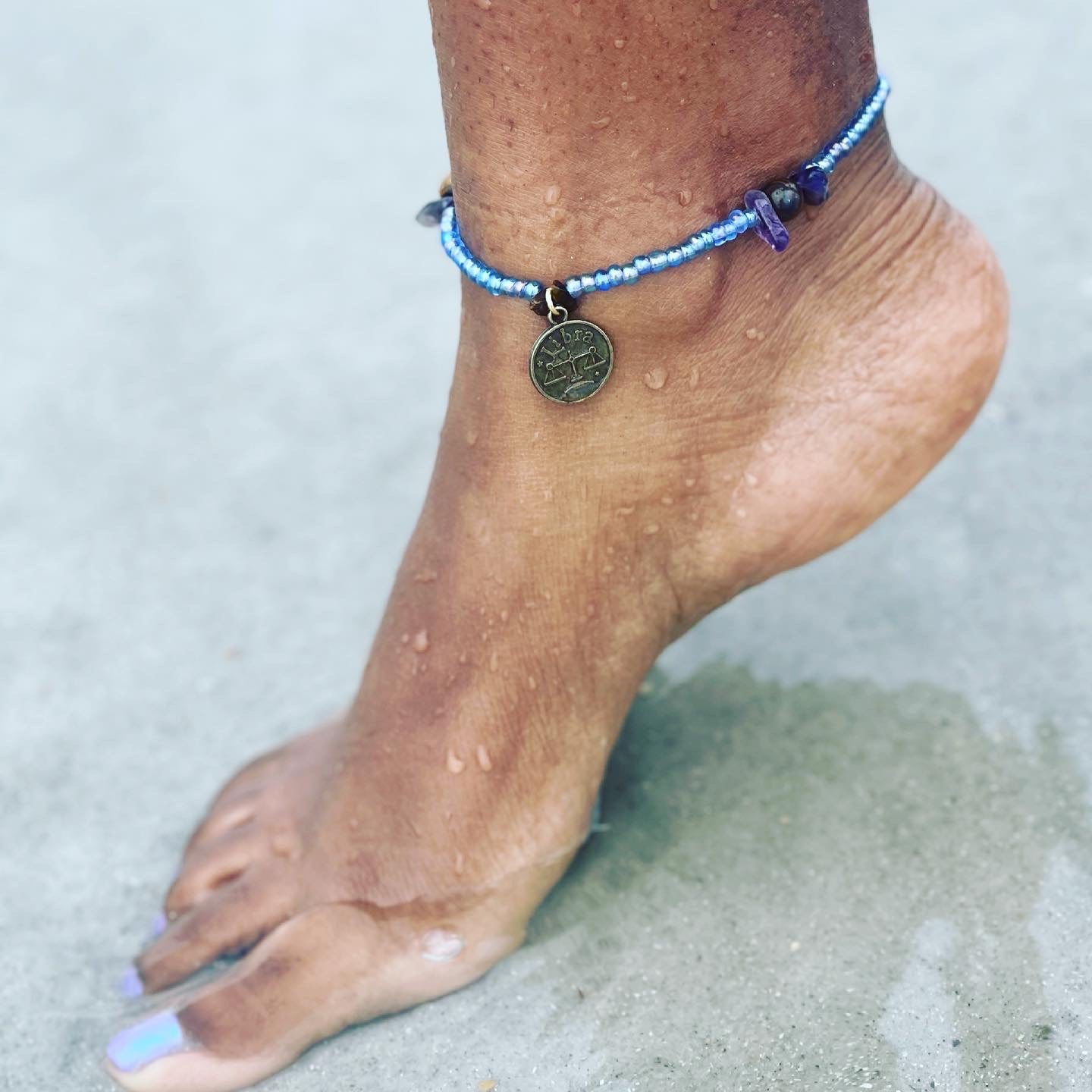 Libra Zodiac Crystal Anklet