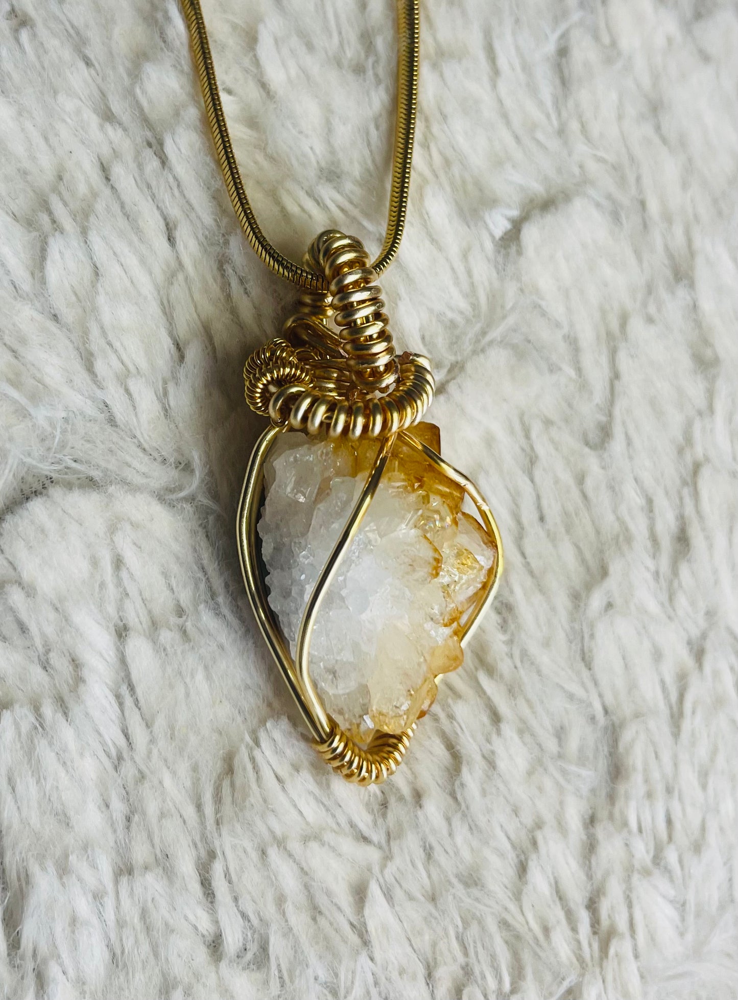 Citrine Cluster in Gold