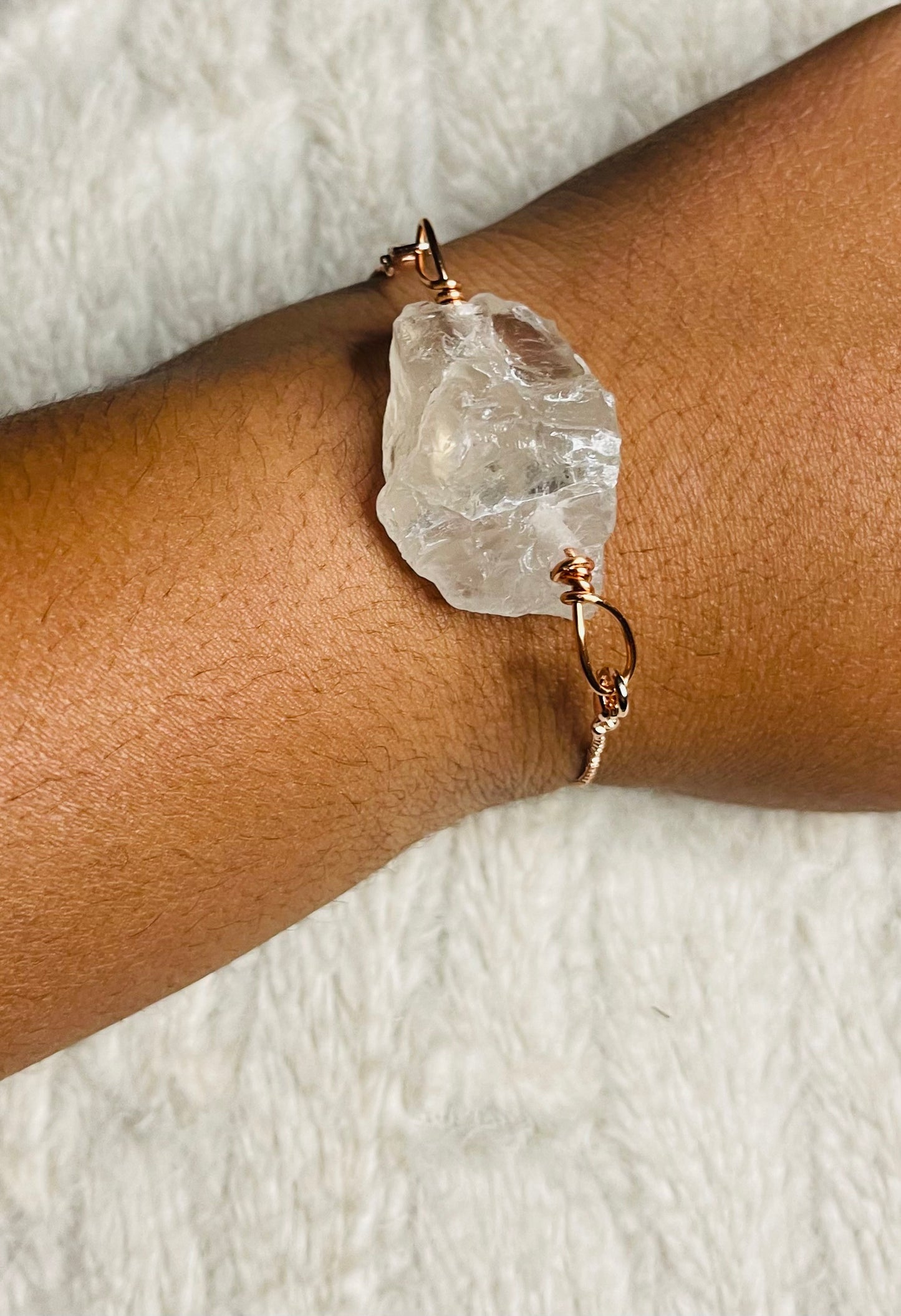 Chunk Clear Quartz Zip Bracelet