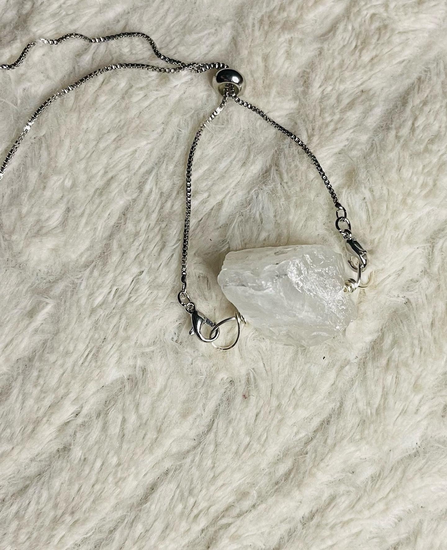 Chunk Clear Quartz Zip Bracelet