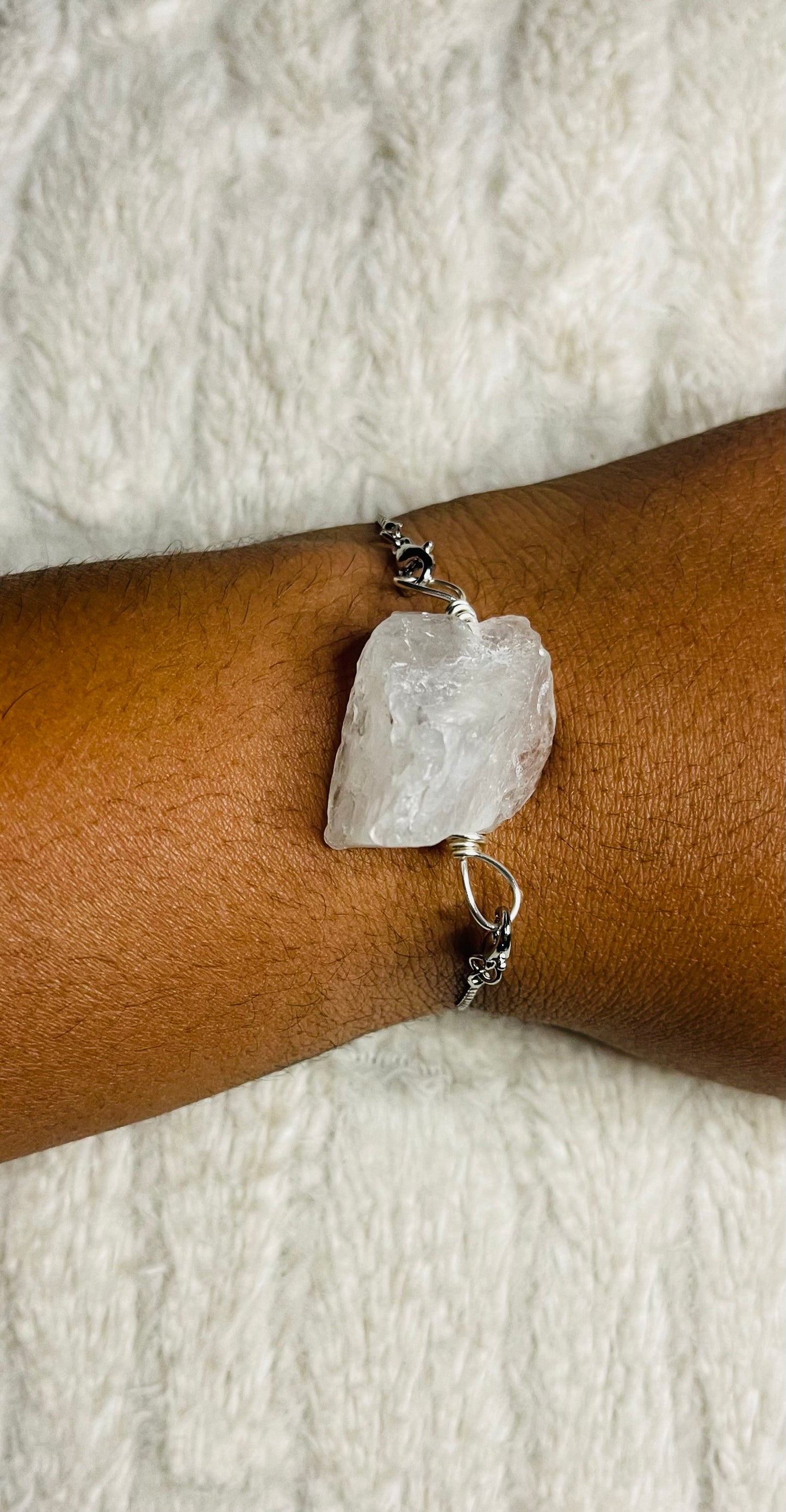 Chunk Clear Quartz Zip Bracelet