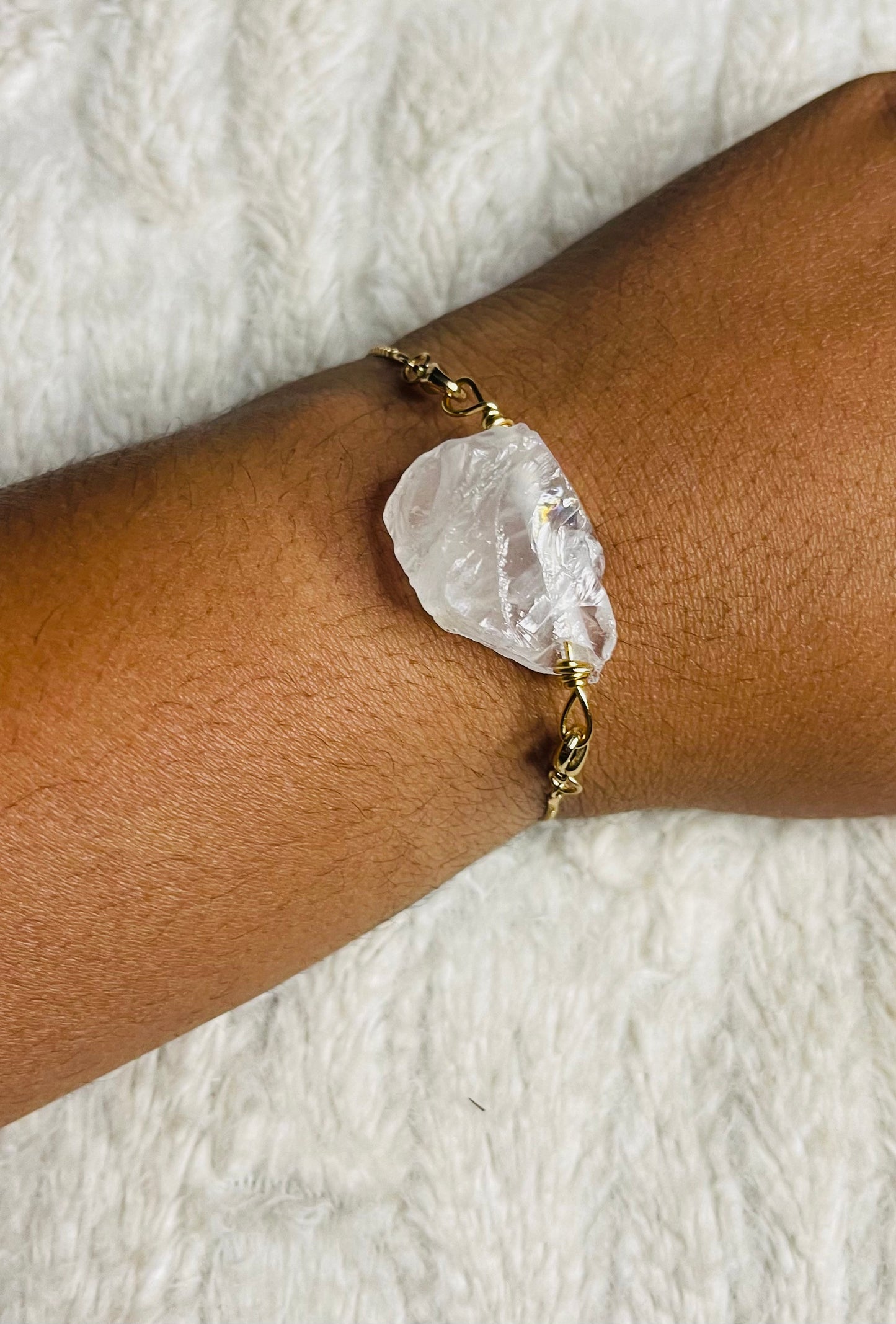 Chunk Clear Quartz Zip Bracelet