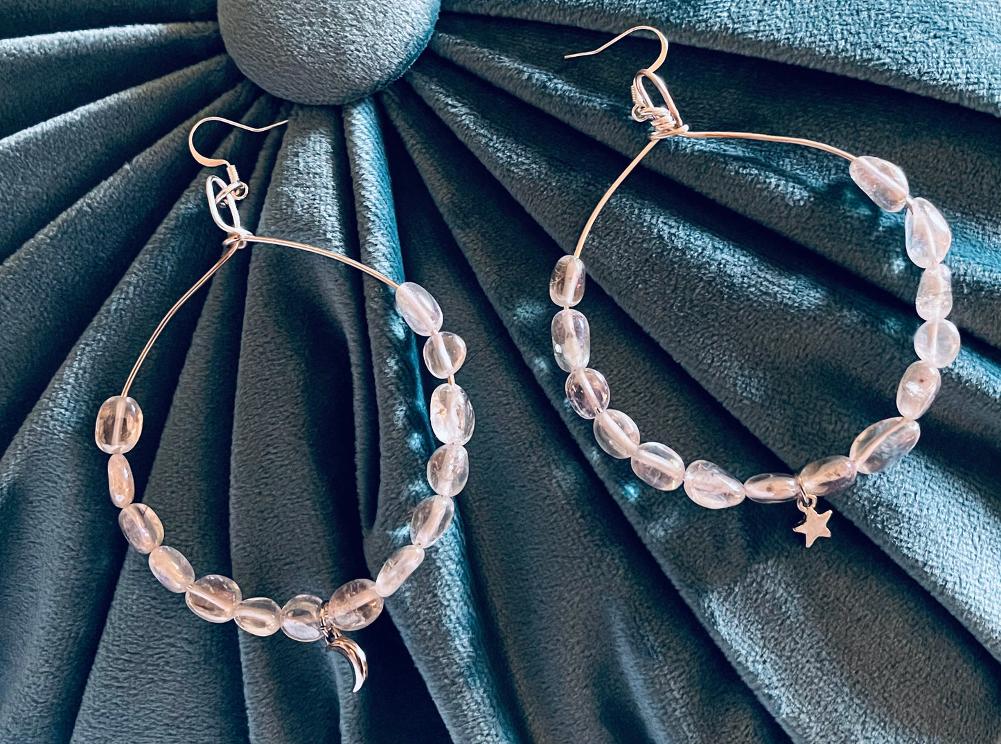 Aura Quartz Moon & Star Hoops