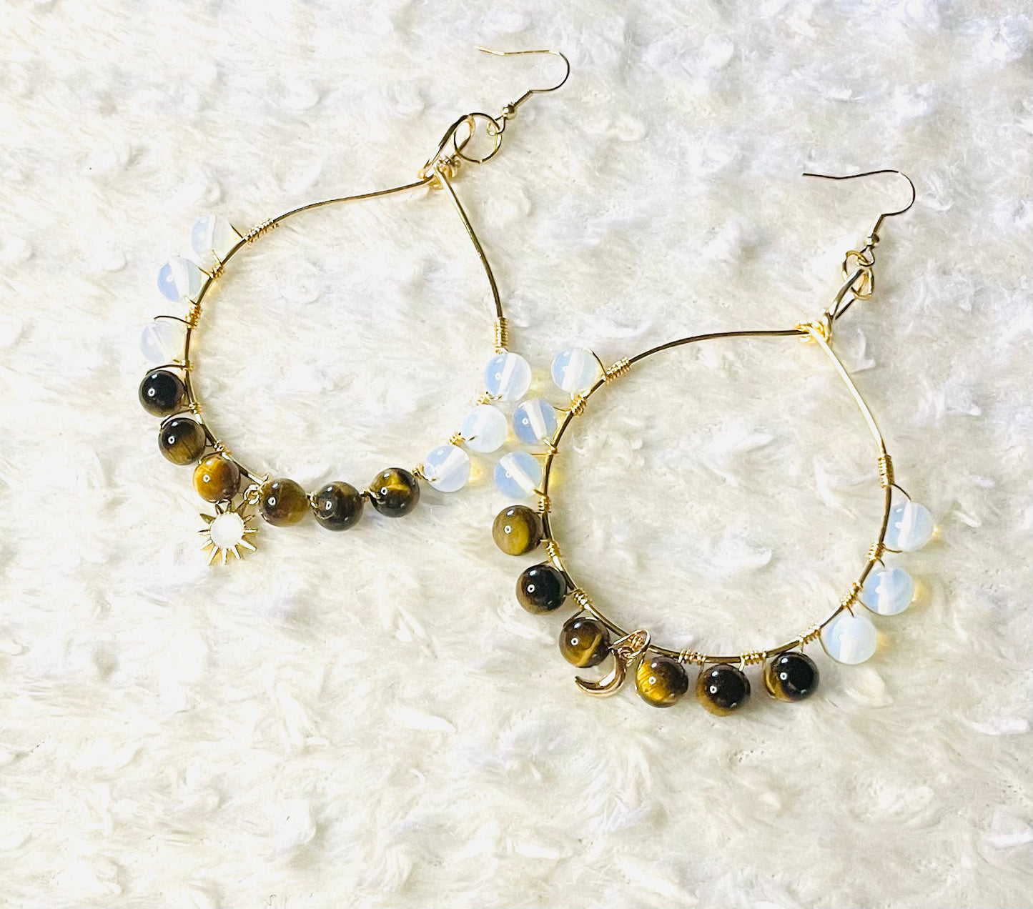 Opal and Tiger’s Eye Hoops